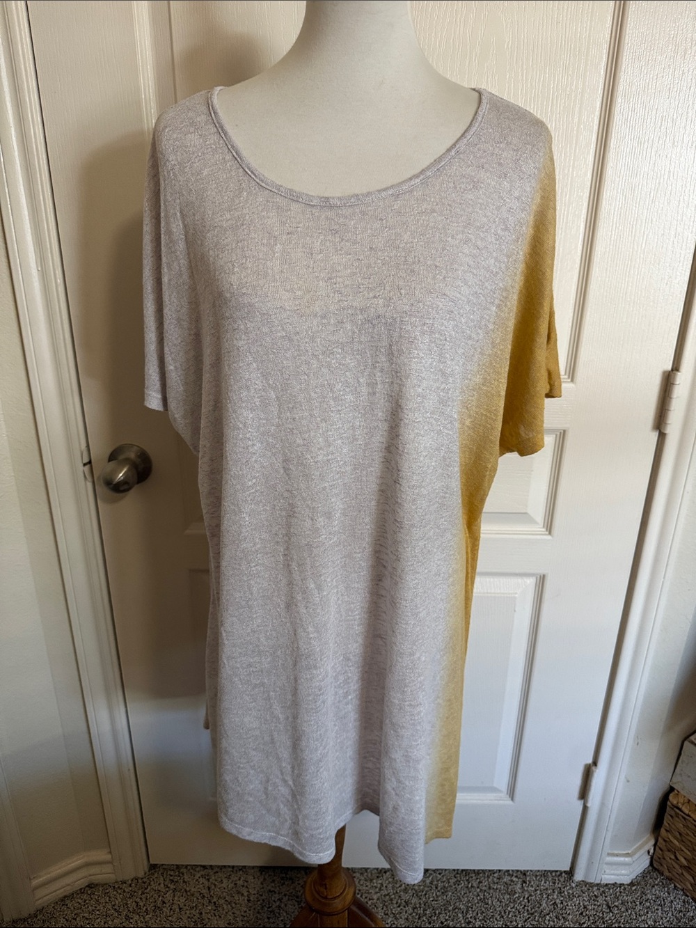 Lane Bryant Two-Tone Scoop Neck Tunic in Beige and Mustard Gold Sz 22/24 Women’s